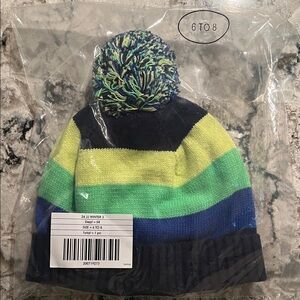 Janie and Jack Navy and Lime Striped Beanie